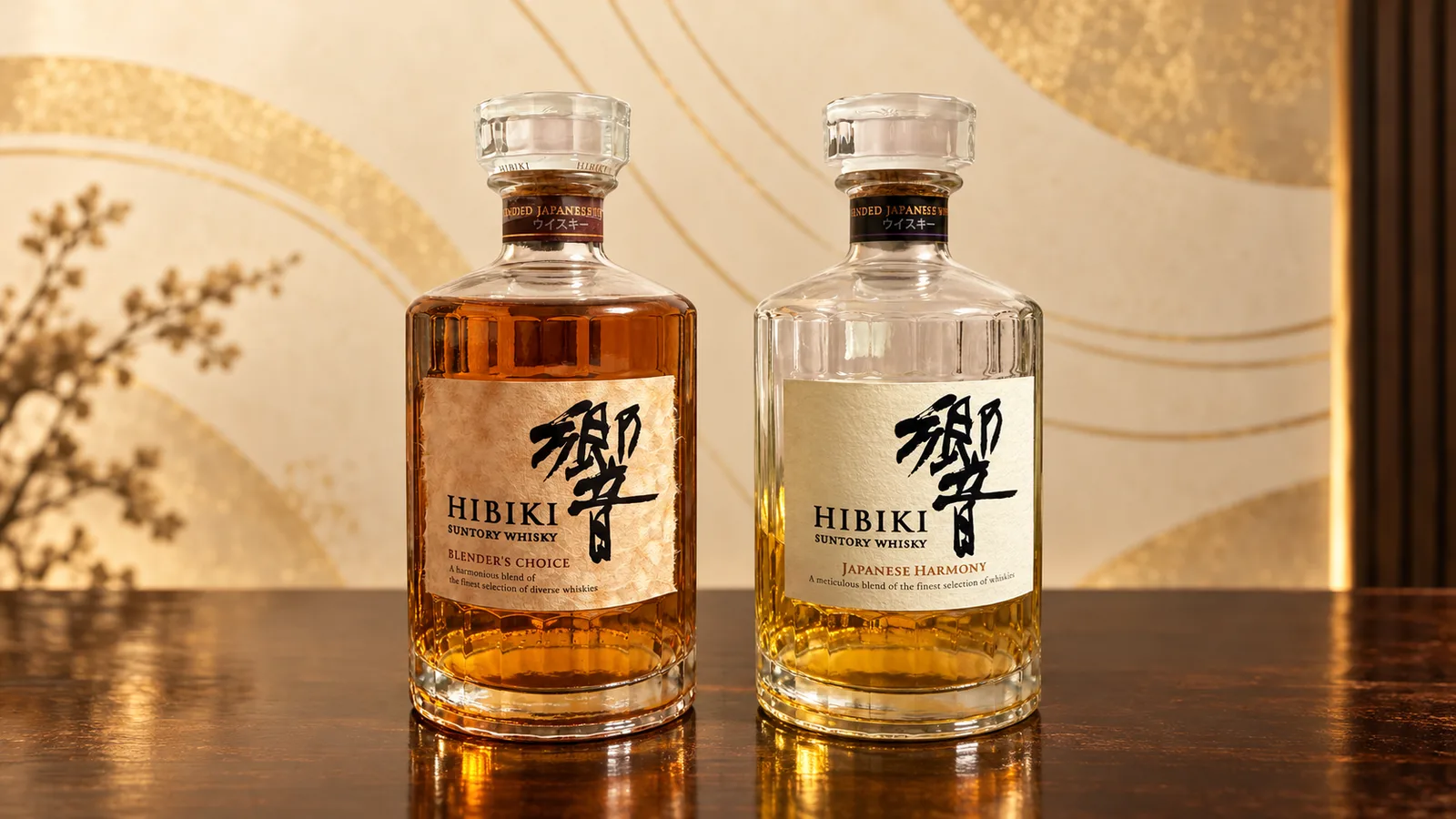 所有する響Blender's ChoiceとJapanese Harmonyを並べた実飲比較画像