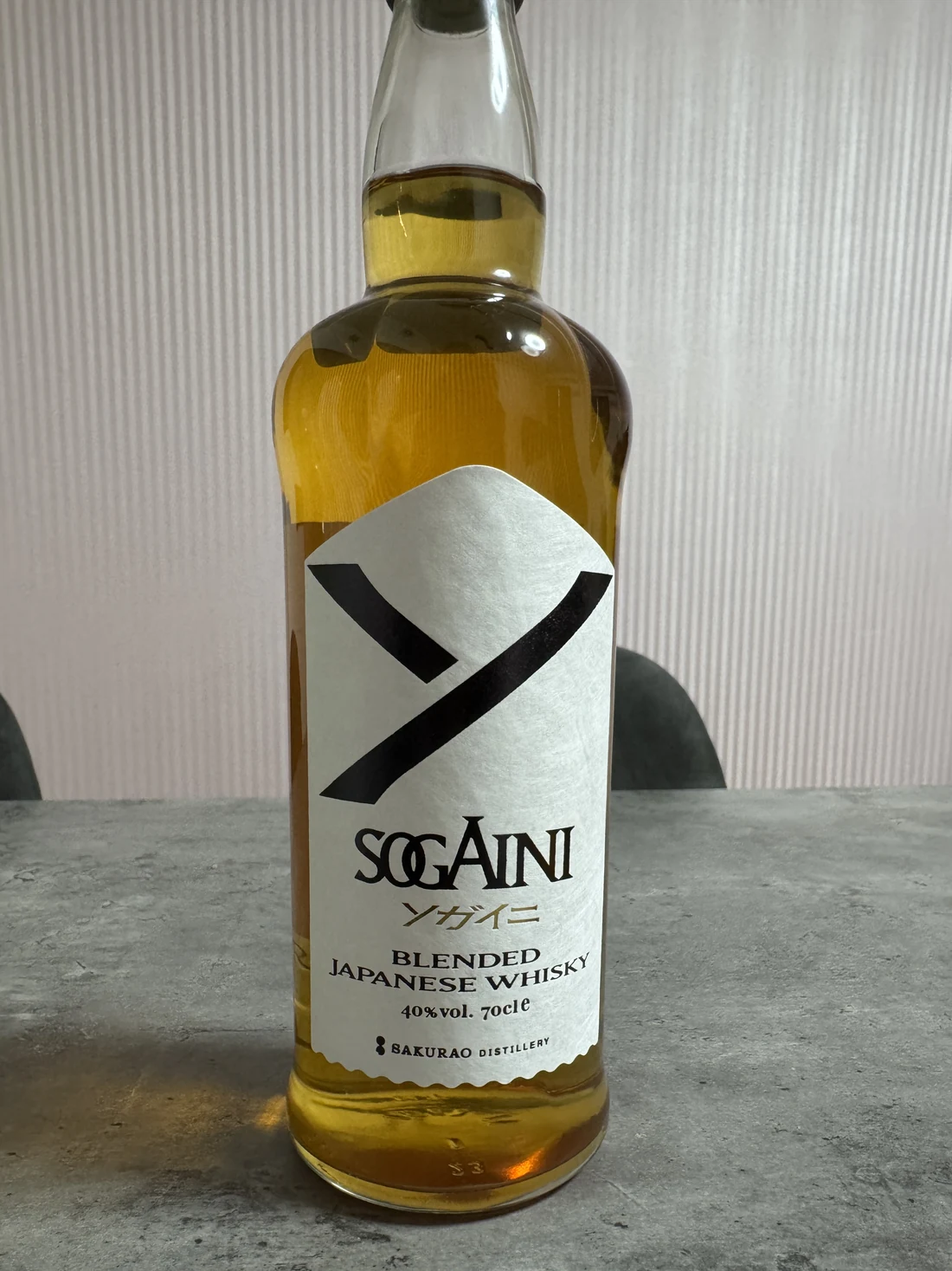 所有しているSOGAINI 700ml・40％ボトルの正面ラベル